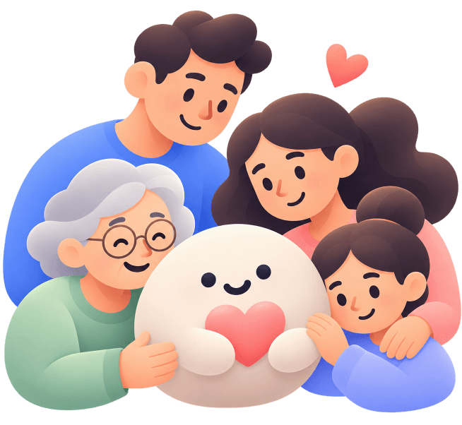 Ours mascot with a care circle